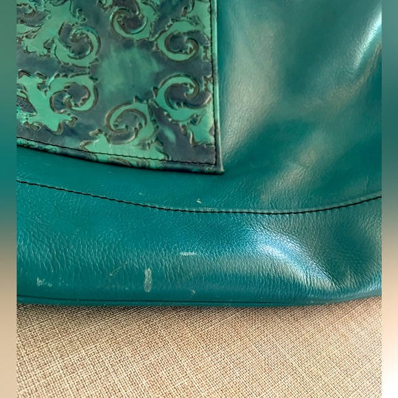 EUC Handcrafted Leather Teal Handbag - Picture 6 of 6
